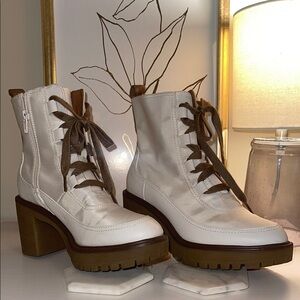 Stylish Women's White and Brown Boots